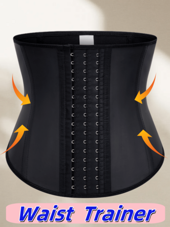 1PC Women's Double-Layer Latex Fitness Waist Trainer With Snap Buttons, Suitable For Daily Wear And Workouts.