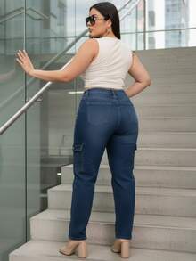 Plus Size Jeans - 藍色 H010 - 查看 2