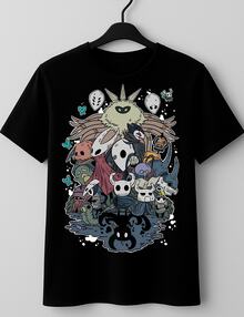 Hollow Knight T-Shirt, Video Game, Geek/Nerd, Exclusive Print, Versatile And Modern Design, Comfortable, Durable And Stylish. 100% Cotton. Unisex Plus Size Casual Shirt. Men's/Women's Streetwear. Immediate Shipping. - 黑色 - 查看 1