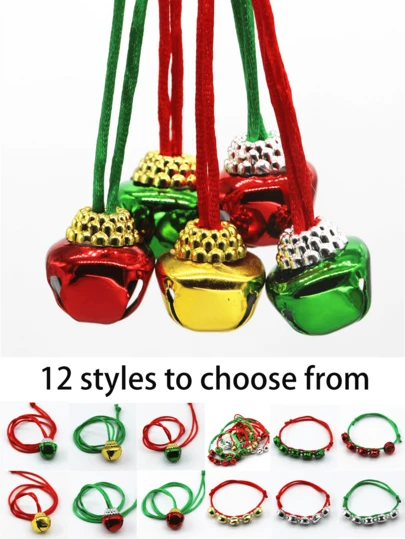 Bells Bracelets,Necklace,Diy Bell Hanging Pendants,Red And Green String Hanging Decorations,Adjust The Length Of The Wrist Band,Home Decoration,Rope,Strong,Long Time,To Cafes, Hotels, Bars, Offices, Living Rooms, Bedrooms,For Family, Loved Ones, Friends, Classmates, Colleagues, Valentine's Day, Mother's Day, Christmas,New Year