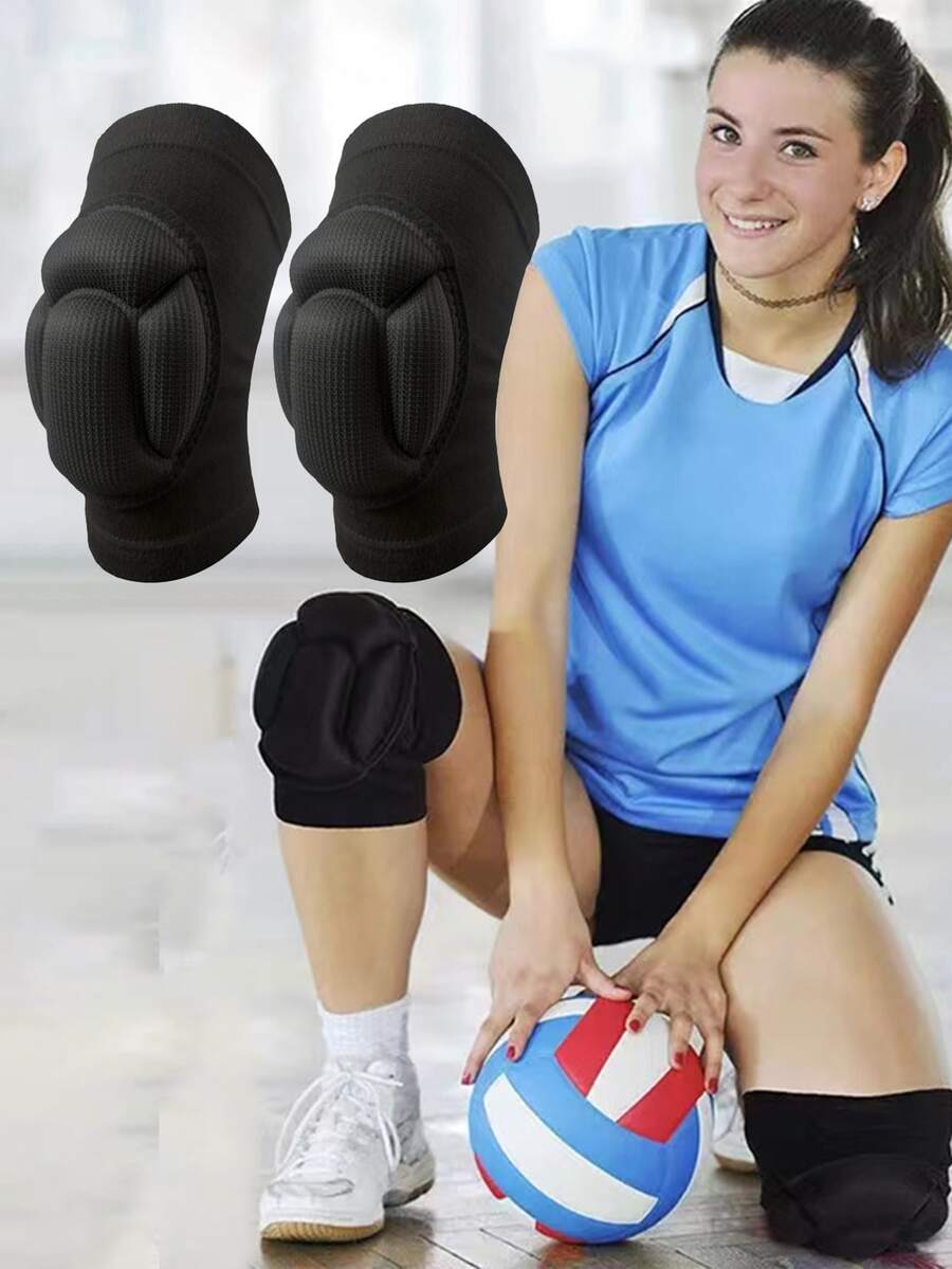 Conjunto de 1 par de joelheiras e munhequeiras macias e respiráveis, com estampa de casco de tartaruga. As joelheiras possuem proteção contra impactos, e o design de casco de tartaruga resiste eficazmente aos impactos, alivia a pressão e absorve choques, sendo ideal para esportes como vôlei, dança, futebol, ioga, basquete e patinação no gelo. - Preto - Ver 1