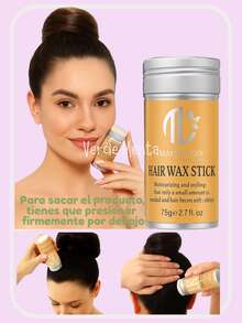 Stick de cera para el cabello, cera para peinar para pelucas suaves, stick sin grasa para el cabello, cera para peinar para cabello rebelde y encrespado - ideal para mujeres, cabello de bebé y todo tipo de cabello, termina tu flequillo de manera fresca y sin grasa, peina tu cabello con extractos naturales, antiencrespamiento - 1 Pza - Ver 5