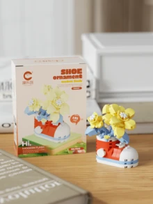 12pcs Micro Particle Cute Mini Garden Sneakers Desk Decor Flower Gift Box Plant Assembly Puzzle Toy, Realistic Preserved Flower Puzzle Toy, 3D Toy Gift For Girls, Mother's Day, Christmas, Father's Day, New Year - Multicolor - View 7
