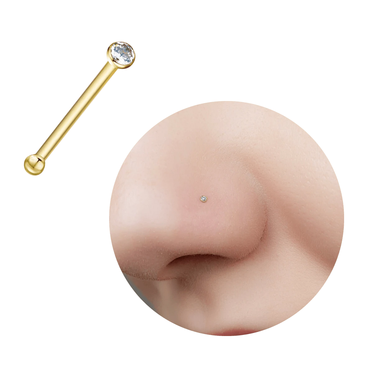 I like Accessories Straight Nostril Piercing In Surgical Steel - Vàng - Xem 1