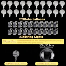 10/20 Pack LED Balloons Light Up Balloons, 20 Inches Light Up Balloons, Clear Helium Bobo Balloons, Glow Bubble With String Lights For Valentines Day, Halloween, Christmas, Wedding, Birthday Party Decoration - 彩色 - 查看 10