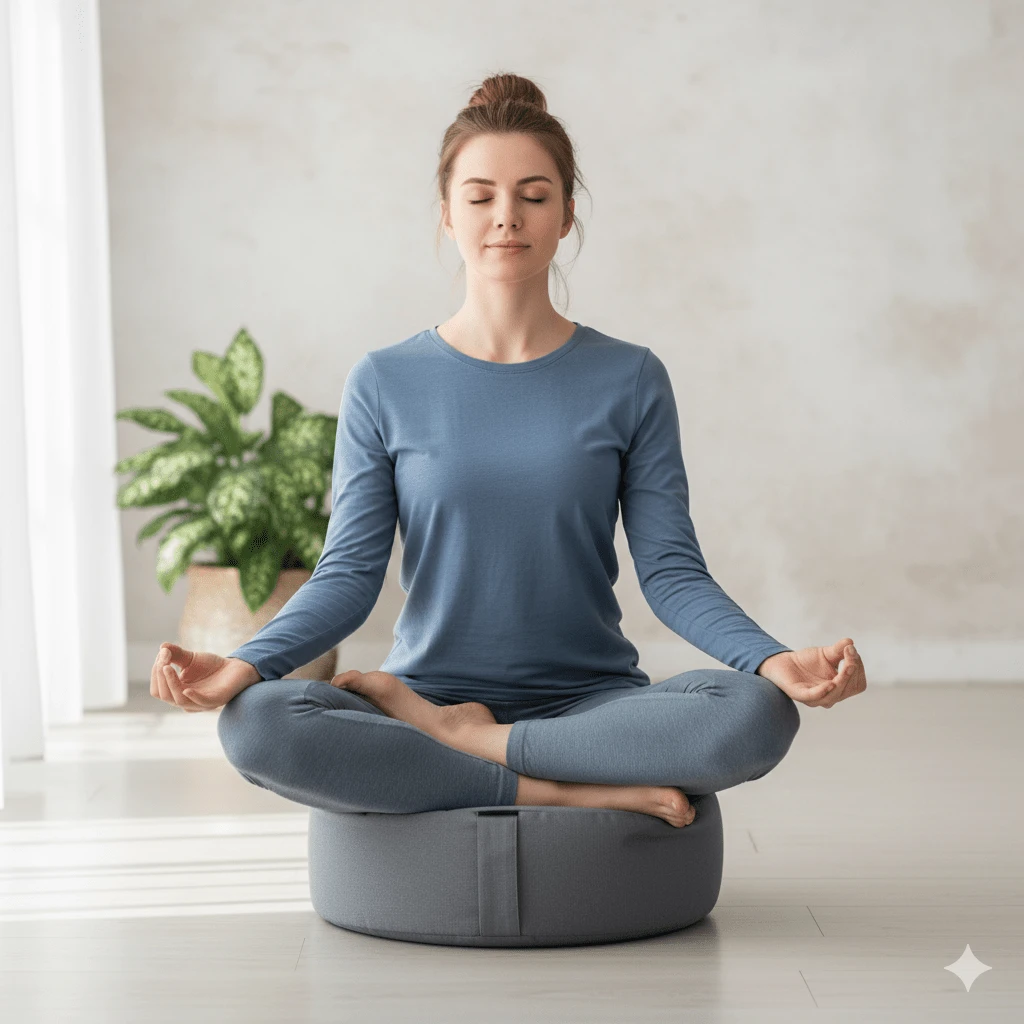 Round Meditation Cushion Yoga Mat - Made Of Polypropylene And Canvas, Comfortable And Soft, Suitable For Meditation And Yoga Practice, Multipurpose Tatami Mat, Can Be Used For Zen - Gray Single Pack, Also Available In Blue And Green - Multicolor - View 1
