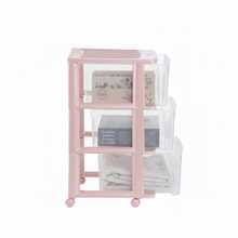 Cajonera de almacenamiento, ideal para dormitorio, oficina, cocina, baño, lavandería, Organizador con 3 cajones transparentes, cajonera de color rosa - Rosa Pálido - Ver 6