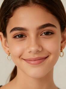 Artepollo 925 Sterling Silver Earrings, 14K Gold Plated Zirconia Embedded Oval Hoop Earrings, Detachable Double Circle Earrings, Hypoallergenic, Fade Resistant, Lightweight, Daily Jewelry, Gift Box Packaging, Holiday Gift