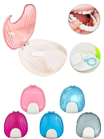 Muschelförmiger Retainer, Zahnprothese, Aufbewahrungsbox für Zahnspangen, eine Retainerbox für unsichtbare Aligner, eine Aufbewahrungsbox für Zahnspangen, ein tragbarer Reinigungskoffer, in verschiedenen Farben erhältlich. Geeignet für Zuhause, Outdoor und Reisen, ein Muss-haben.