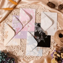 10个复古中式高档花卉信封套装，10*11厘米，适用于浪漫节日贺卡、明信片、邀请函、文具装饰和礼品赠送 - 彩色 - 查看 4