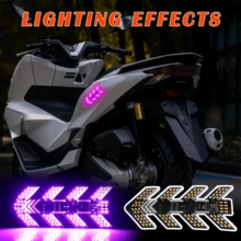 1pc Motorcycle Turn Signals, Ultra-Bright Integrated Herringbone Streamlined Turn Signals, Sequential Running Lights, Motorcycle Accessories, Exquisite Motorcycle Accessories, Herringbone Design, High-Quality LEDs, Suitable For Touring Motorcyclists And Motorcycle Enthusiasts, Festive Ambient Lighting, Ice Blue, Pink, Yellow, Multiple Modes. - Đèn pha xương cá xe máy - màu hồng - Xem 2