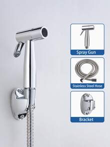 高压喷枪，手持式淋浴喷头，适用于浴室、马桶、坐浴盆清洁，ABS喷枪水龙头，浴室马桶增压喷头套装 - 彩色 - 查看 11