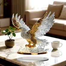 1pc New Acrylic Flat Decorative Plaque With Spreading Wings Eagle, Home/Office Desk Foyer Decor, Soaring Eagle Ornament, Business Opening Gift, Office Desk Prosperity Decor, Auspicious Meaning Of "Soaring To Success", Elegant Decoration To Upgrade Living Room And Office, Also A Suitable Housewarming Or Business Opening Gift - White - View 2