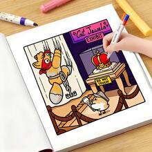 全新《猫咪犯罪记》42页涂色书，猫咪爱好者和艺术家的福音！书中描绘了可爱又贴近生活的猫咪瞬间，是成人减压玩具、儿童益智玩具、亲子互动活动，也是一本可以培养思维能力的DIY涂色书。本书适合作为文具和学习用品，是送给女孩、新人、母亲节的完美礼物。 - Cat Crimes - 查看 12