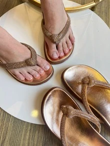 Women's Shiny Casual Stylish Comfortable Soft Blogger-Style Sandal - Đồng - Xem 4