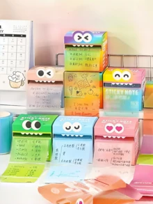 105pcs Cute Monster Design Sticky Notes Set, Colorful Glittery Memo Pads With Multilingual & Subject Notes (English, Math, Vocabulary), Ideal For Students & Office, Delivers Fun & Practical Note-Taking Experience