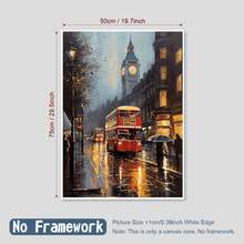 1 Pieza de Pintura en Lienzo de Escena Romántica de la Calle de Londres, Hermosa Escena Nocturna de Arte en Lienzo sin Marco, Adecuada para Sala de Estar, Dormitorio, Pasillo - transparente - Ver 11