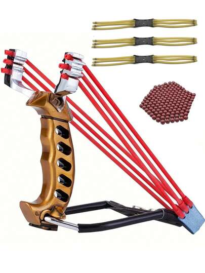 طقم سلاح رشاش قوي للصيد البري بثلاث أشرطة جلدية و100 جرام كرات طين، سلاح رشاش للصيد البري للممارسة والمنافسات الخارجية، سلاح رشاش للصيد البري وإطلاق الأسماك.