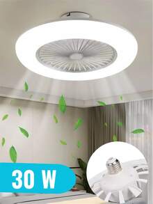 Lampara Ventilador, Foco Led Ventilador Abánico Techo, Ventilador De Techo E27,Lámpara Silenciosa Con Control Remoto Ventiladores Luces , lámpara de ventilador para habitación, salón, comedor, dormitorio - Blanco - Ver 2