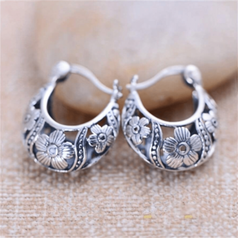 1 par de pendientes de aro con flor hueca estilo bohemio vintage, pendientes de moda para mujer, regalo de joyería para bodas y fiestas