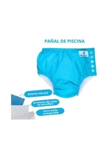 BABYBAMBOO 2 Pañales de piscina de tela de algodón (talla: 6 -12 meses), calzón entrenador, calzón de piscina o natación - Azul - Ver 3