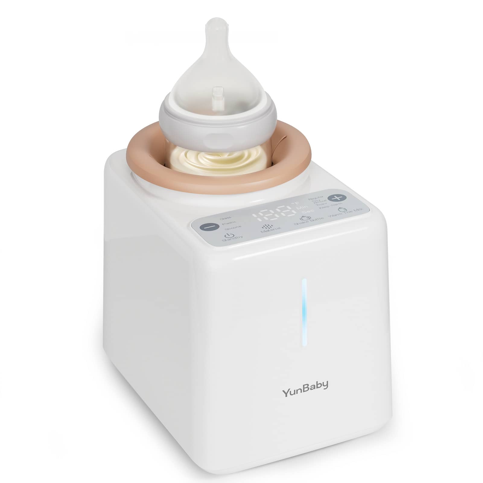 YunBaby Waterless Baby Bottle Shaker And Warmer For Breast Milk Formula Food, Fast Heat, Formula Mixer, Prevent Formula Lumps, One-Touch Easy Use, Night Light For Nighttime Breastfeeding, Newborn Essentials Supplies Gift For Mom