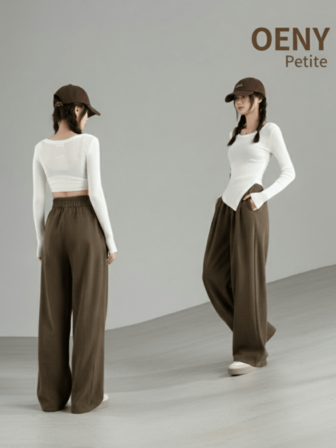 OENY | Women's Casual Loose Plain Color Elastic Waist Sweatpants With Pockets