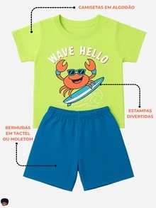 10-Piece Children's Clothing Set For Boys - 5 Assorted Outfits: 5 T-Shirts + 5 Shorts/Bermuda Shorts - 彩色 - 查看 2