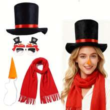 4/9 件圣诞雪人服装套装，包括帽子、手套、围巾，适合圣诞节、万圣节