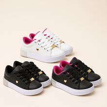Set Of 3 Girls' Sneakers - Comfortable And Practical, Colors That Charm, Sizes 25 To 36 | ADD TO CART - White/Pink+Black/Pink+Black Glitter - View 2