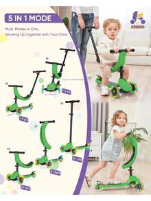 Scooter Kriddo - Patinete De Triciclo Para Niños 5 En 1 - Verde - Ver 2