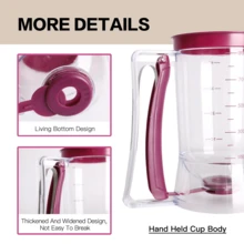 Pancake Batter Dispenser - Kitchen Must Have Tool For Perfect Pancakes, Cupcake, Waffle, Muffin Mix, Cake & Crepe , Gift - Pancake Griddle Maker With Measuring Label (Purple) - Màu tím - Xem 10