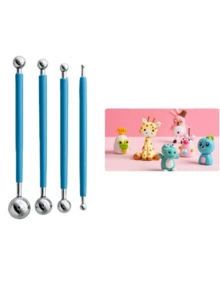 4 Items: Ceramic Tools, Stainless Steel Balls, Soft Clay For Shaping Assistance, Carving And Embossing Rods, Multi-Functional Handicraft Making Tools