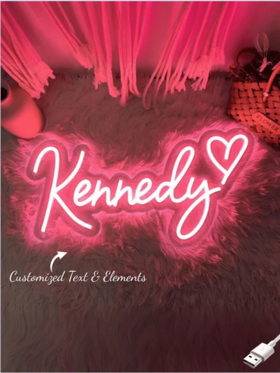 Anpassad LED-neonskyltdekoration för rum, personlig neonskylt bröllopspresent, neonskylt för högtider och heminredning, bröllopsbakgrund, USB-driven, romantisk heminredning, perfekt för väggdekoration, jul, halloween, fest, thanksgiving, bar