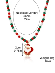 1件圣诞项链（圣诞老人/圣诞树/雪人），时尚多层圣诞项链，适合圣诞节佩戴 - 彩色 - 查看 5