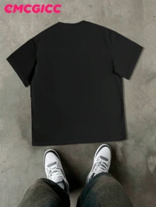 EMCGICC Street Life Men's Y2k Style (220 Pure Cotton T-Shirt) Retro Graphic Funny Printing,Hip Hop ,Men's Summer Tops Round Neck Short Sleeve Casual T-Shirt, Summer Street Sports Life Men's - 黑色 - 查看 3
