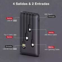 Power Bank 10000mAh, 22.5W Carga Rápida Bateria Portatil PD3.0 QC4.0, USB C Pila Portatil de 3 Salidas, Linterna Cargador para Celular Compatible - Negro - Ver 4