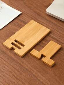 1pc Simple Bamboo Book Stand With Wooden Base-A Multifunctional Desk Organizer For Charging, Displaying, And Storing Tablets, Designed As A Student Study Stand And Office Desk Organizer. Features A Detachable And Adjustable Wooden Base With Decorative Elements. - Multicolor - View 4