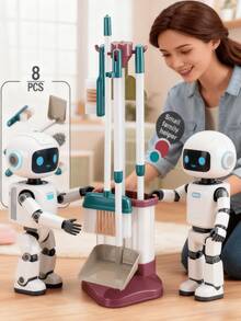 儿童角色扮演清洁工具套装，逼真的吸尘器推车，家务角色扮演模拟游戏，适合 3 岁以上男孩和女孩的互动玩具，圣诞礼物