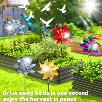 1个驱鸟旋转器，反光风车，适用于花园、户外驱鸟 | 易于组装，防风雨 | 适用于庭院、农场、果园的视觉驱鸟装置