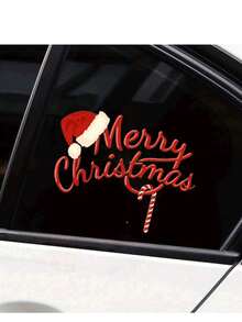 1pc Christmas Santa Claus Hat Car Window Sticker, Applicable To Glass, Metal, Ceramic Surfaces, Perfect For Christmas And Halloween Gifts - Easy To Apply And Remove, No Residual Glue!