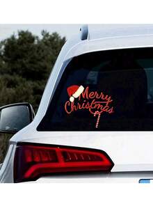 1pc Christmas Santa Claus Hat Car Window Sticker, Applicable To Glass, Metal, Ceramic Surfaces, Perfect For Christmas And Halloween Gifts - Easy To Apply And Remove, No Residual Glue!