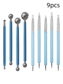 4 Items: Ceramic Tools, Stainless Steel Balls, Soft Clay For Shaping Assistance, Carving And Embossing Rods, Multi-Functional Handicraft Making Tools