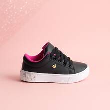 Set Of 3 Girls' Sneakers - Comfortable And Practical, Colors That Charm, Sizes 25 To 36 | ADD TO CART - White/Pink+Black/Pink+Black Glitter - View 4