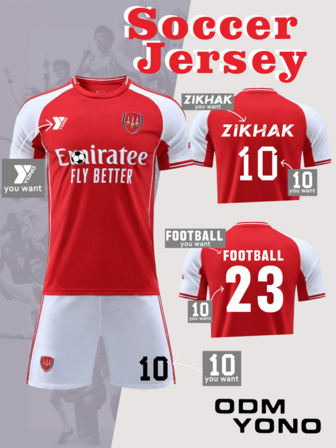 Customizable 2025 New Red Football Suit Set - Customized Logo, Name, Number, Player Breathable, Customized Running Football Sportswear