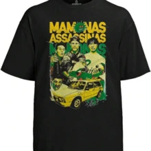 Unisex Printed T-Shirt Mamonas Assassinas Band 100% Premium Cotton T-Shirt Streetwear Casual Oversized Blouse Brazilian Rock Band Shirt - 黑色 - 查看 1