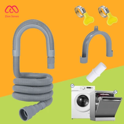 ZABE 10m/7m/5m/3m/2m/1.5m, Universal Washing Machine & Dishwasher Extension Drain Hose Kit - Multi-Length Adaptable, 0.78-1.5in Caliber - Durable, Easy To Install - With U-Brackets, Connectors, Clamps - Fits Washing Machines, Dryers, Kitchen/Laundry Room