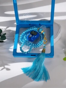 Set de 2 piezas: Contador de anillos de empaque premium, set de pulsera de rosario con contador de anillos, cuentas de oración musulmanas - Multicolor 1 - Ver 12
