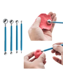 4 Items: Ceramic Tools, Stainless Steel Balls, Soft Clay For Shaping Assistance, Carving And Embossing Rods, Multi-Functional Handicraft Making Tools
