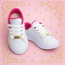 Set Of 3 Girls' Sneakers - Comfortable And Practical, Colors That Charm, Sizes 25 To 36 | ADD TO CART - White/Pink+Black/Pink+Black Glitter - View 9